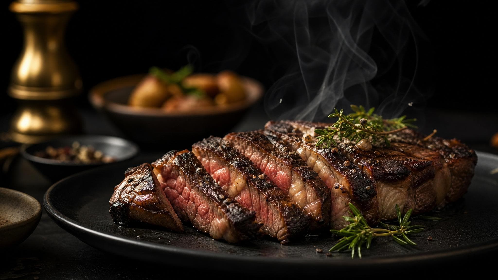 Corte de carne premium servido en ambiente elegante